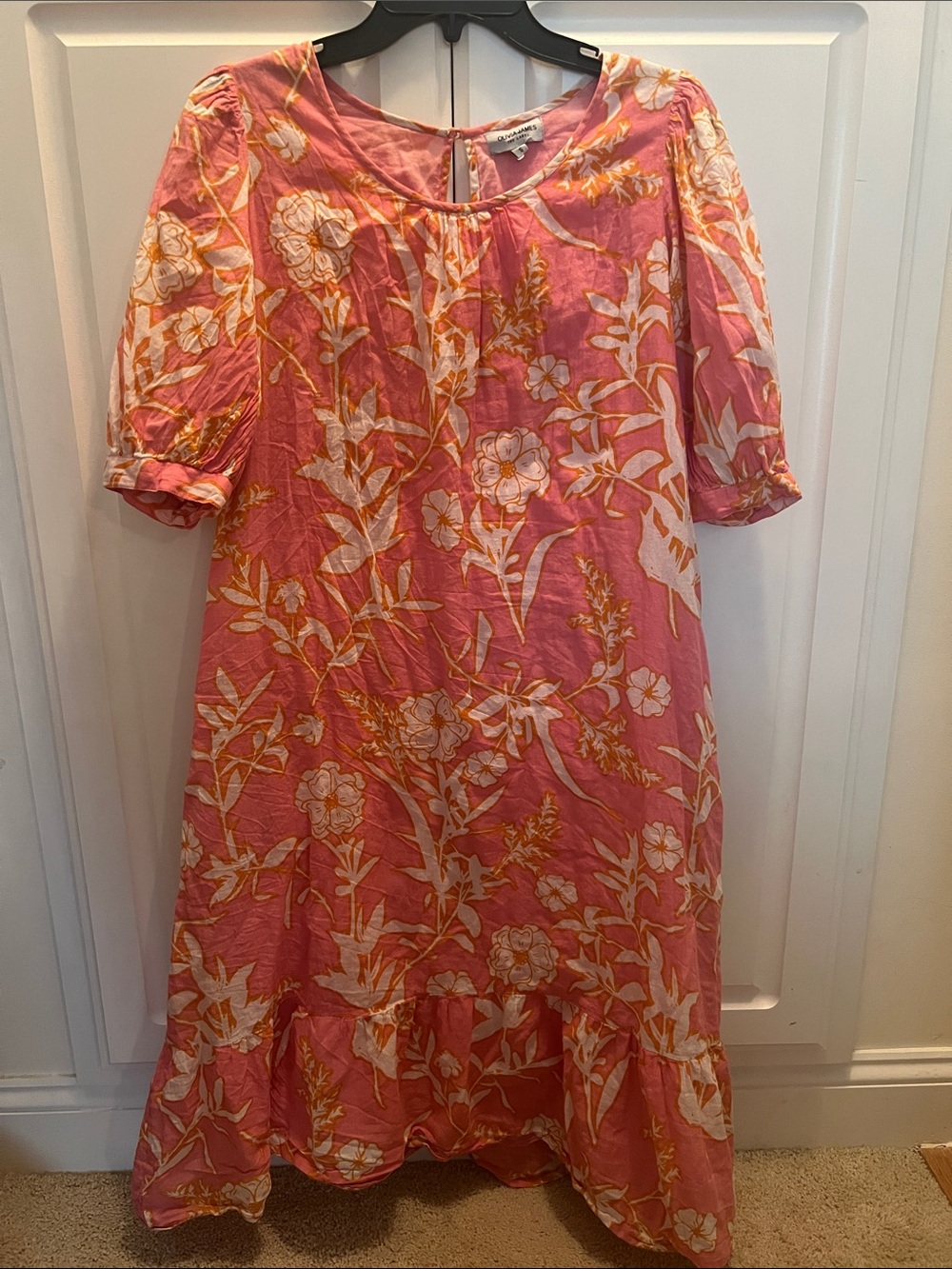 Olivia James The Label Pink Floral Short Sleeve Midi Dress